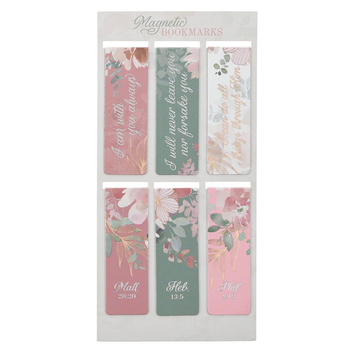 Christian Art Gifts - Magnetic Bookmark set Foiled Floral