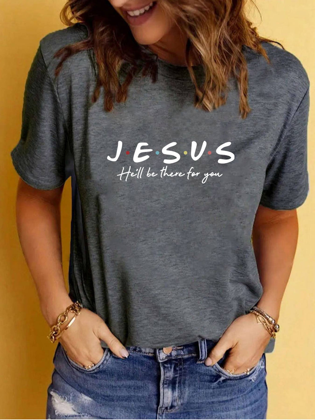 Rosa Clothing - Jesus will be there 4U letter printed t-shirt