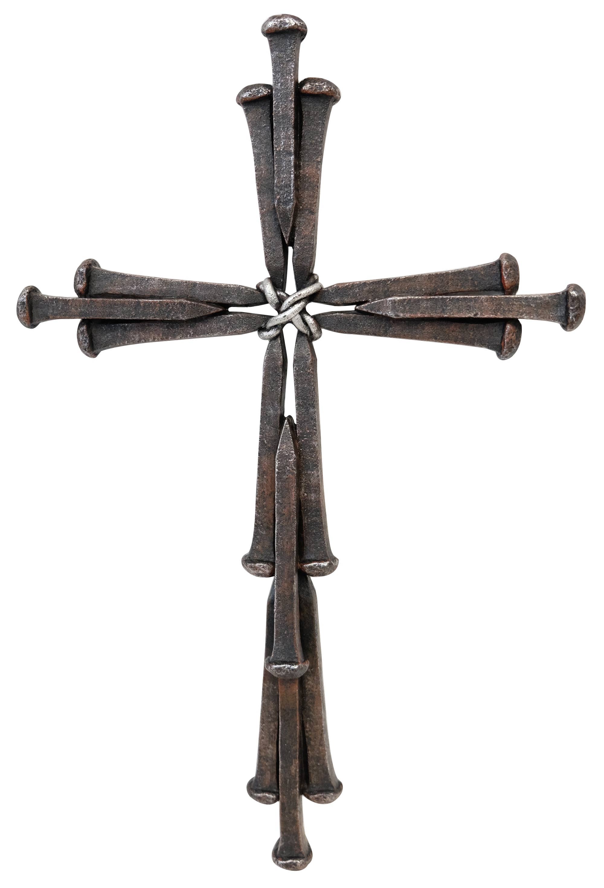De Leon Collections - Polyresin Inlay Rust Color Nails Hanging Wall Cross Décor