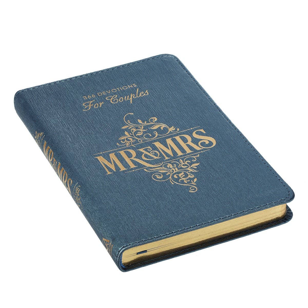 Christian Art Gifts - Devotional for Mr. & Mrs. Blue Faux Leather