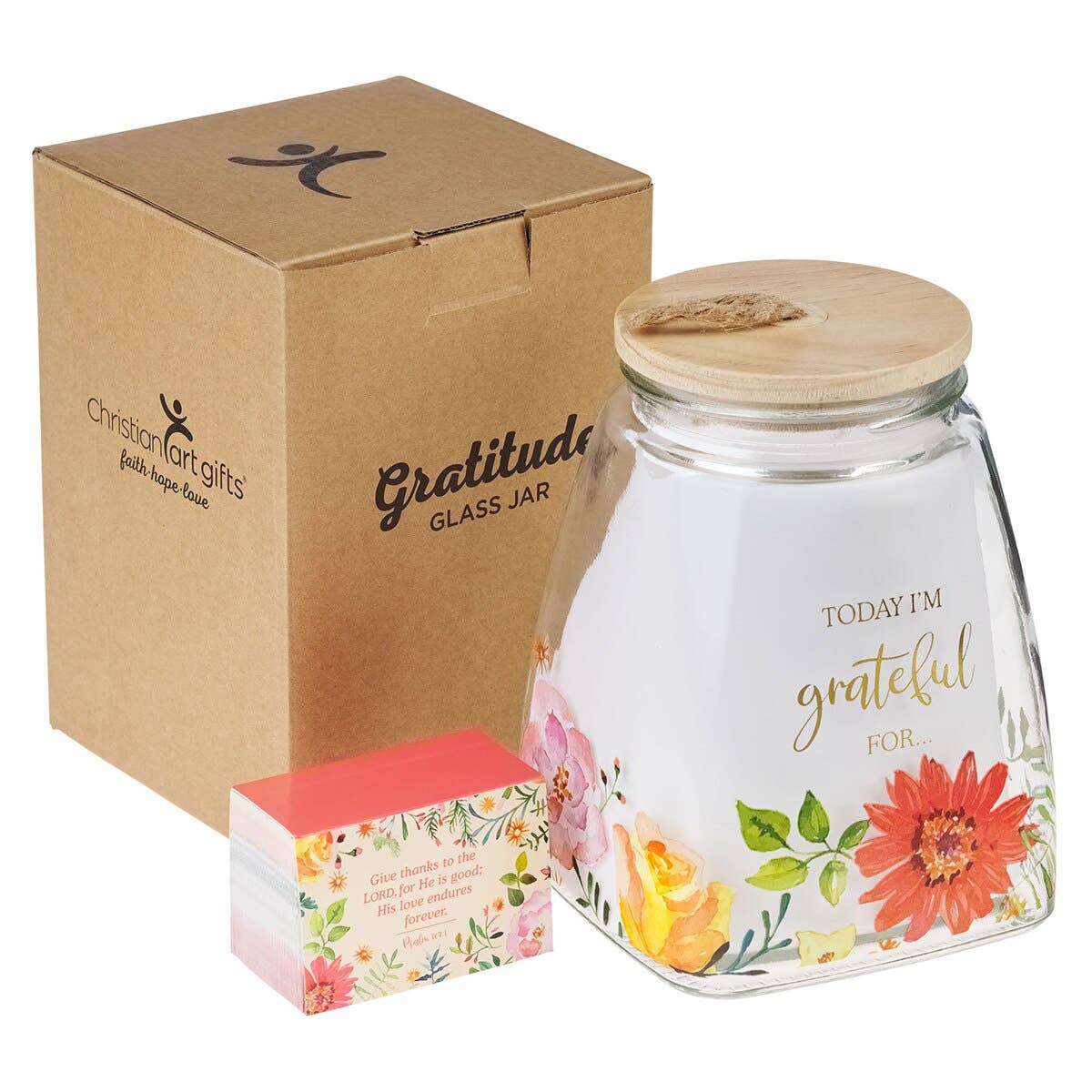 Christian Art Gifts - Gratitude Jar w/ Cards Glass Today I'm Grateful For