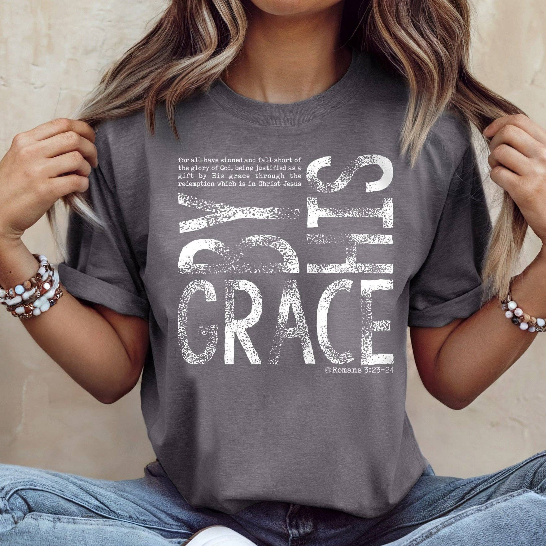 Never Lose Hope Designs - By His Grace Christian Tee