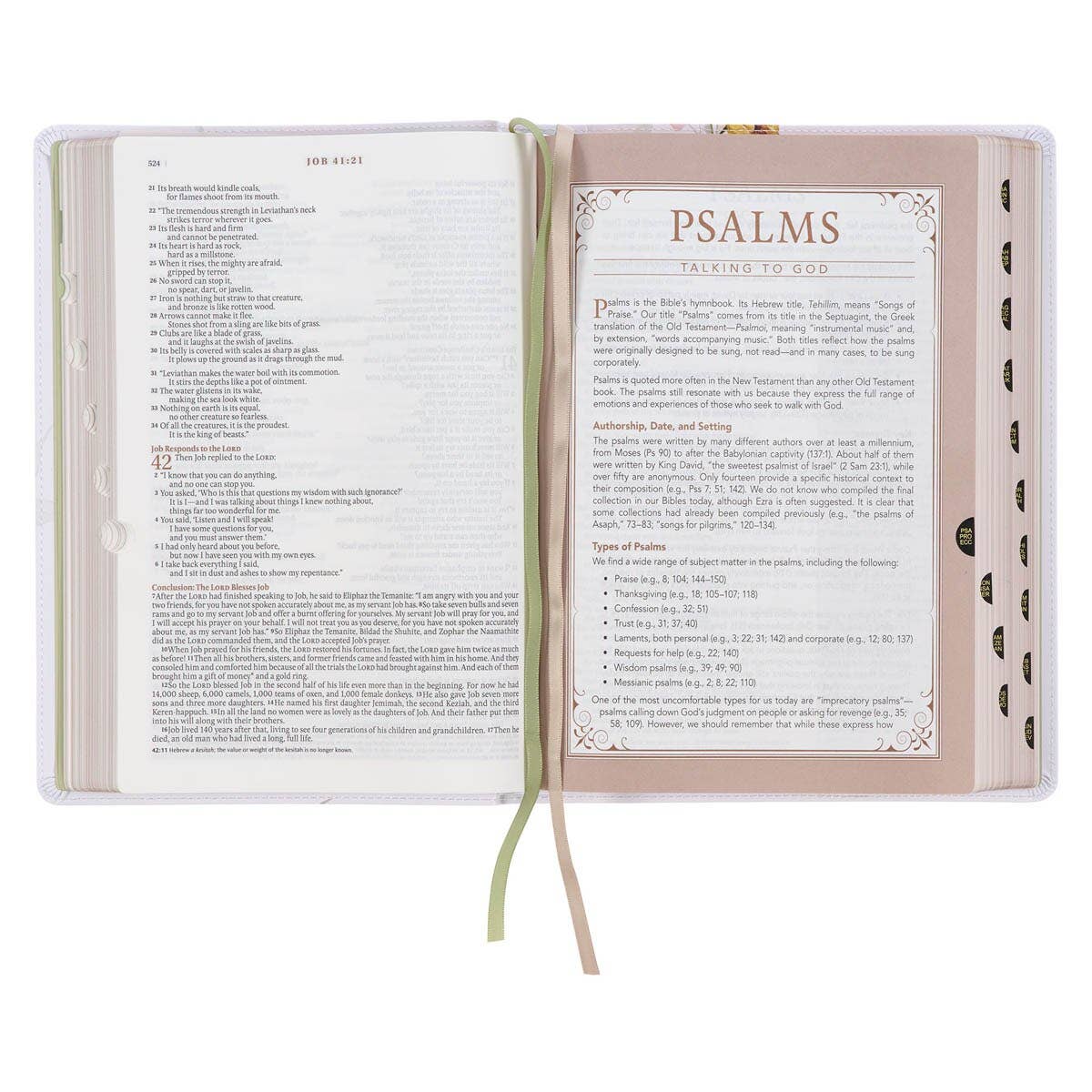 Christian Art Gifts - Cream Floral Spiritual Growth Bible New Living Translation