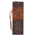 Christian Art Gifts - Bookmark Faux Leather Brown Man of God 1 Tim. 6:11