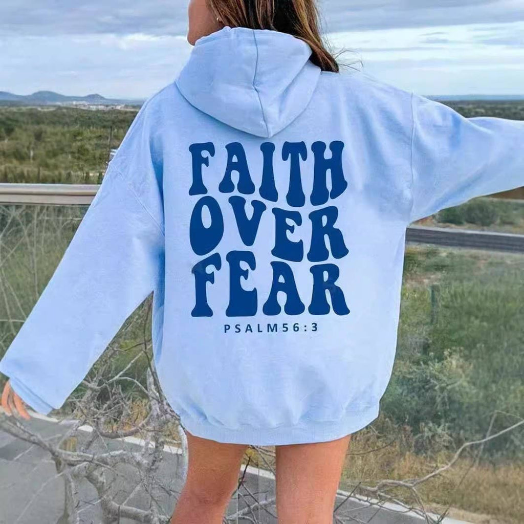 Rosa Clothing - "Faith Over Fear" Letter Print Hoodie