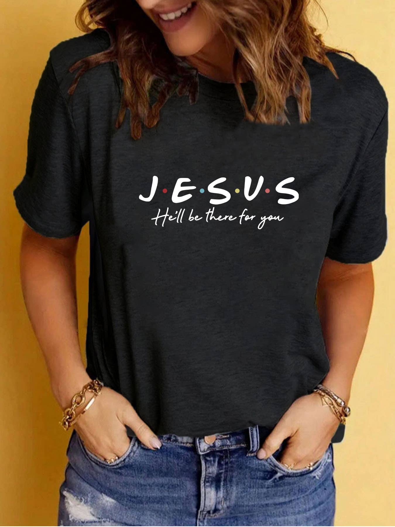 Rosa Clothing - Jesus will be there 4U letter printed t-shirt