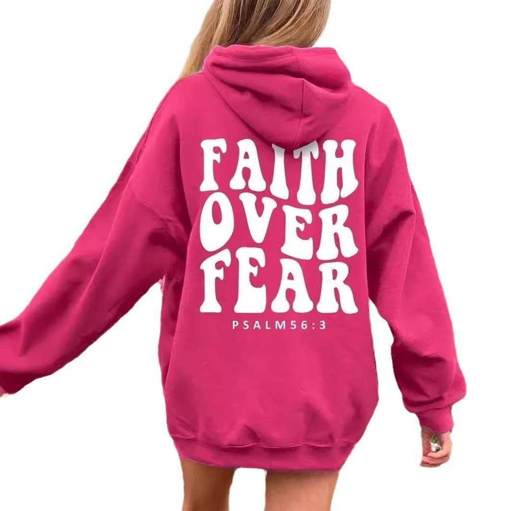 Rosa Clothing - "Faith Over Fear" Letter Print Hoodie