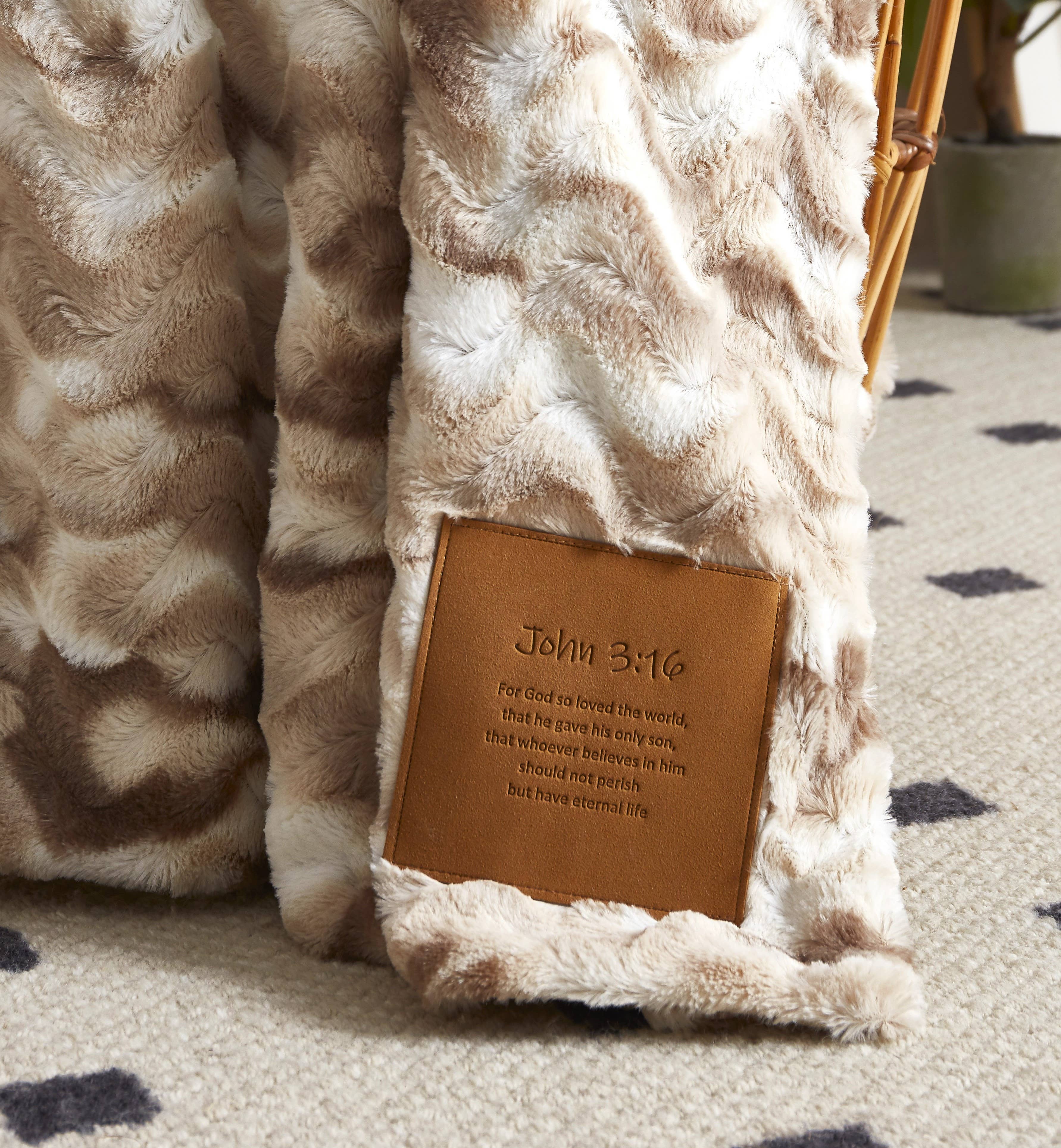 Duke Imports - "For God So Loved the World" 1-Ply Faux Fur Patch Throw