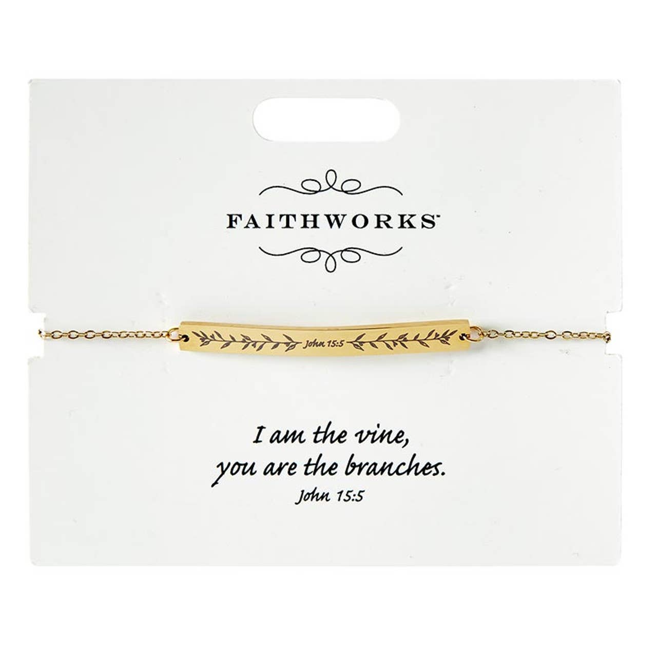 Faithworks by Creative Brands - Bar Bracelet - Jesus is the Vine - Gold