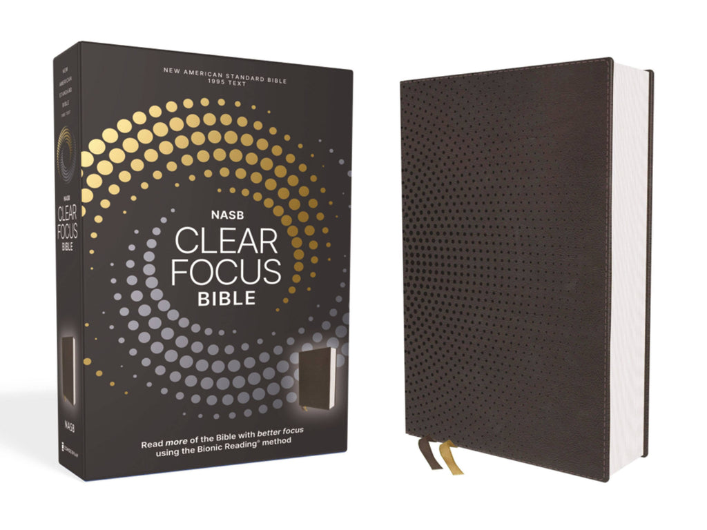 HarperCollins Christian Publishing - NASB, Clear Focus Bible, Leathersoft, Charcoal Brown