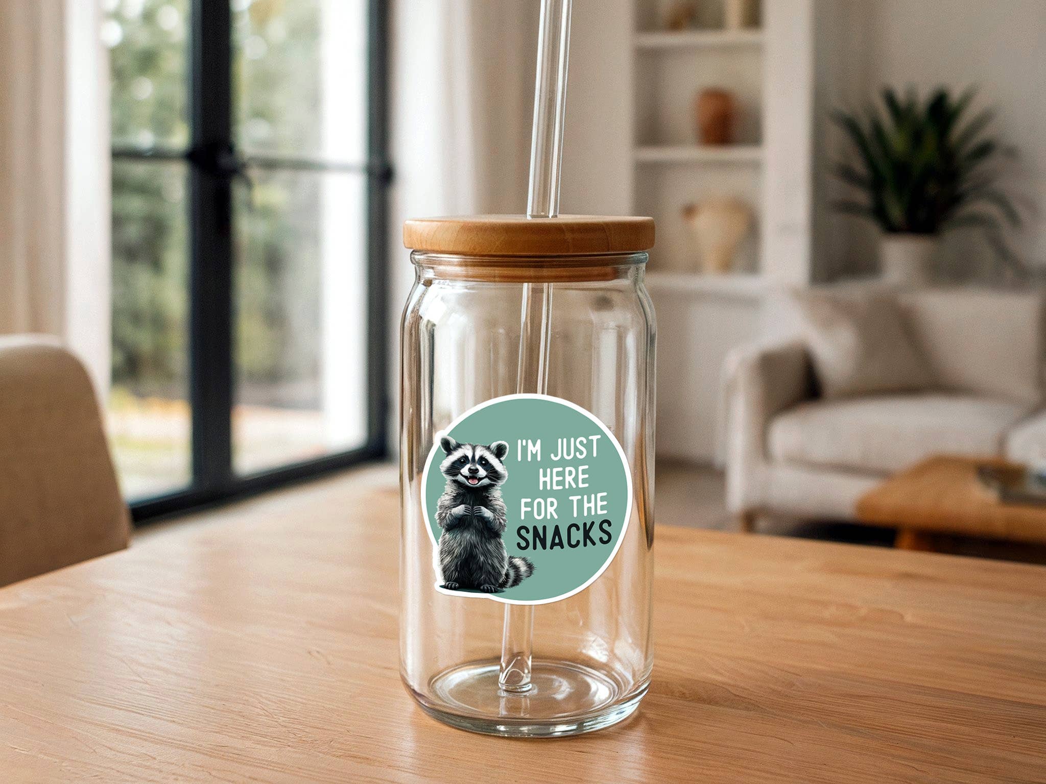 Missional Merch - I'm Just Here For the Snacks | Funny Raccoon Sticker
