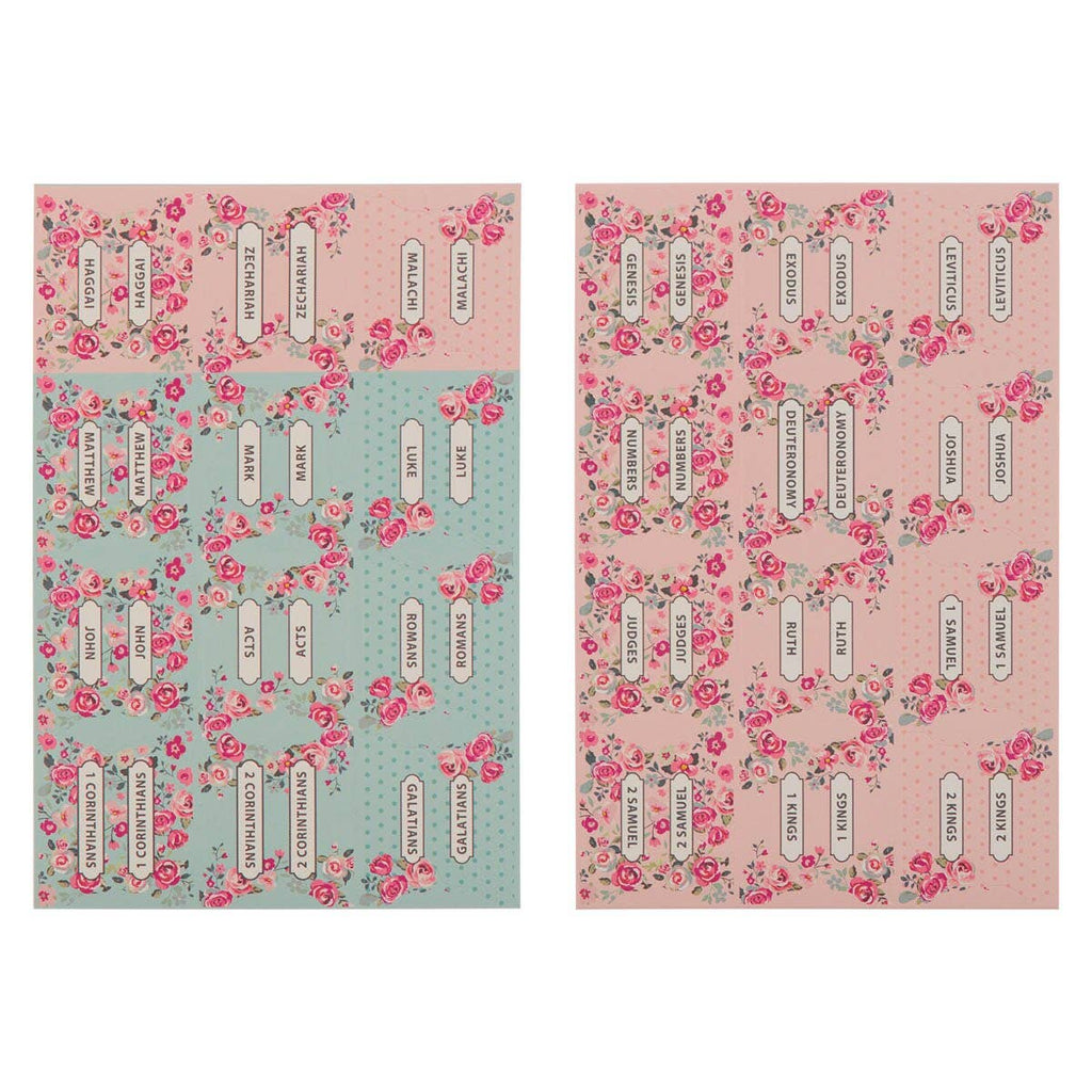 Christian Art Gifts - Bible Indexing Tabs Floral Pink & Teal