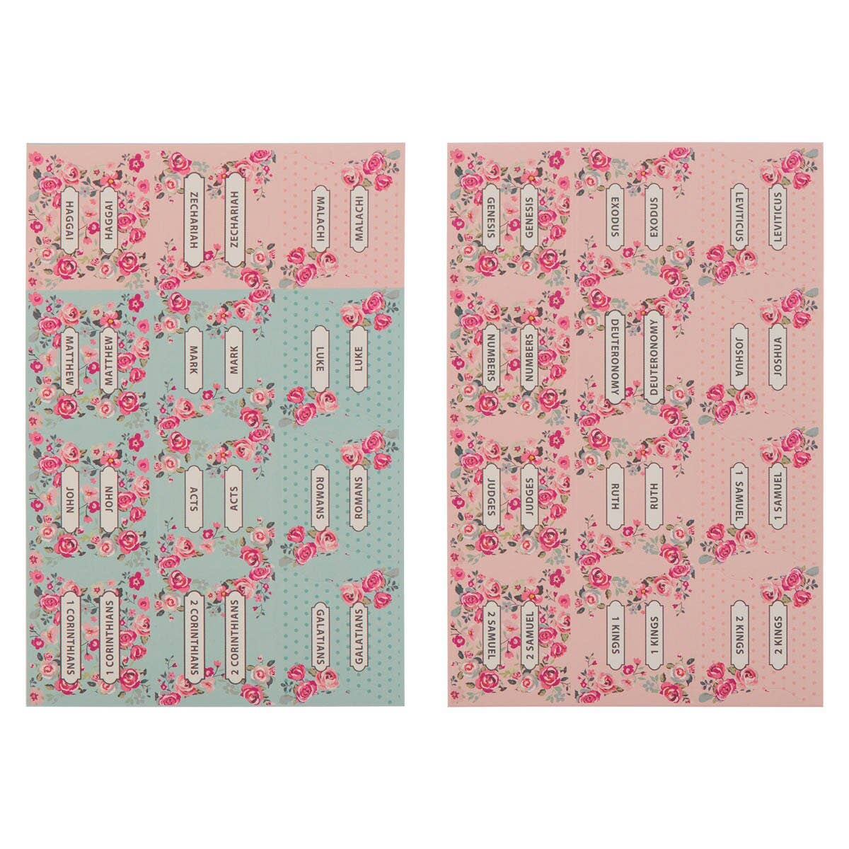 Christian Art Gifts - Bible Indexing Tabs Floral Pink & Teal