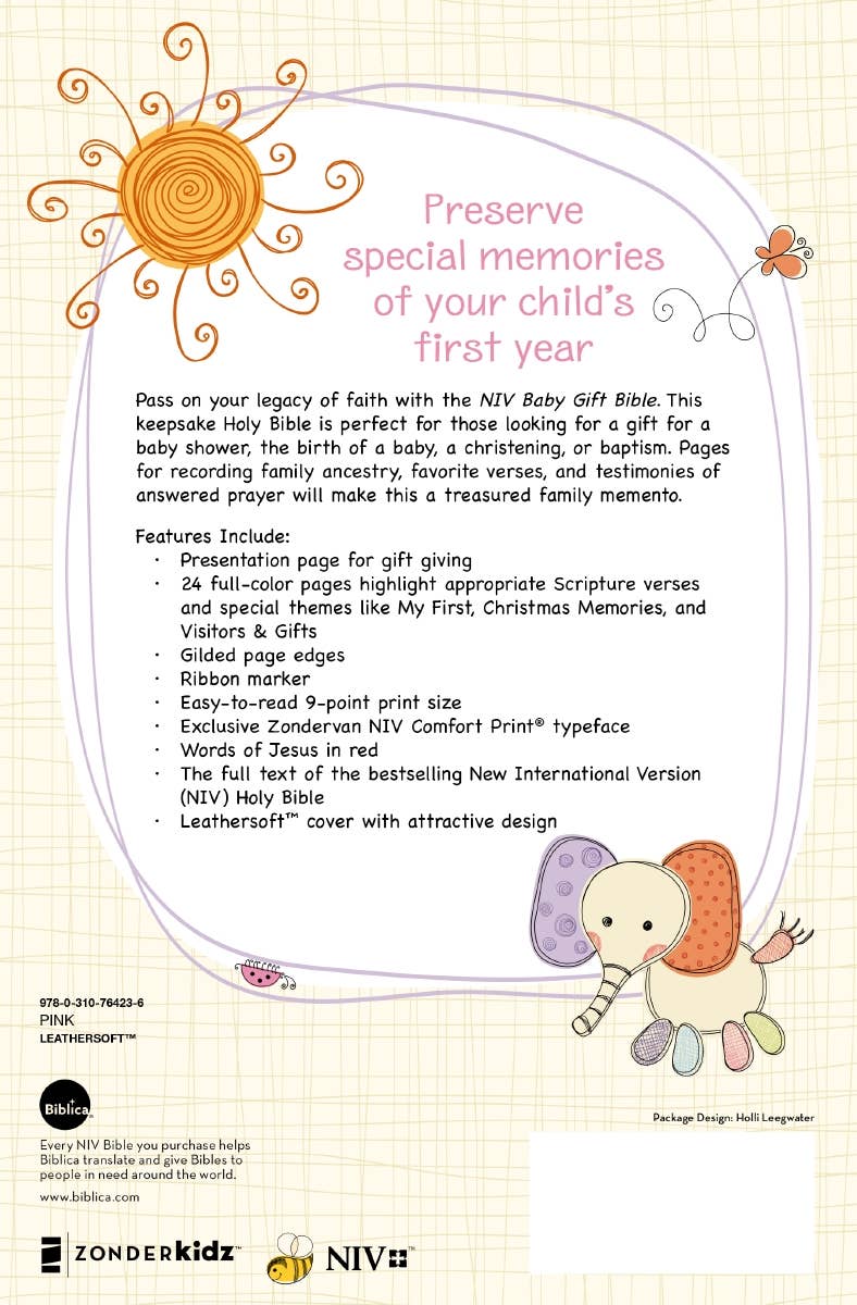 HarperCollins Christian Publishing - NIV Baby Gift Bible Leathersoft Pink (Keepsake Edition)