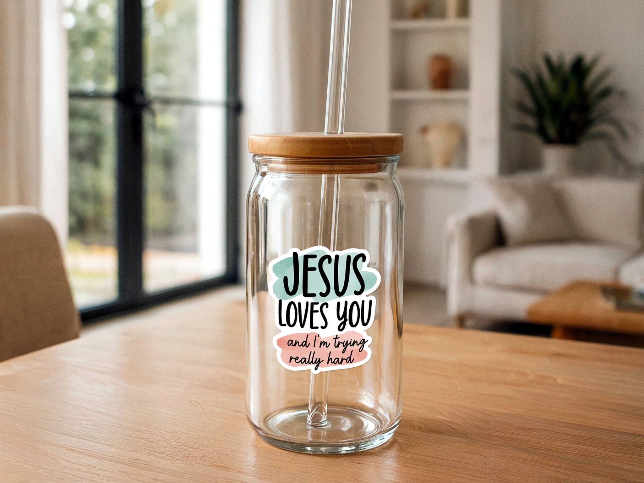 Missional Merch - Jesus Loves You, And I'm Trying | Funny Christian Sticker