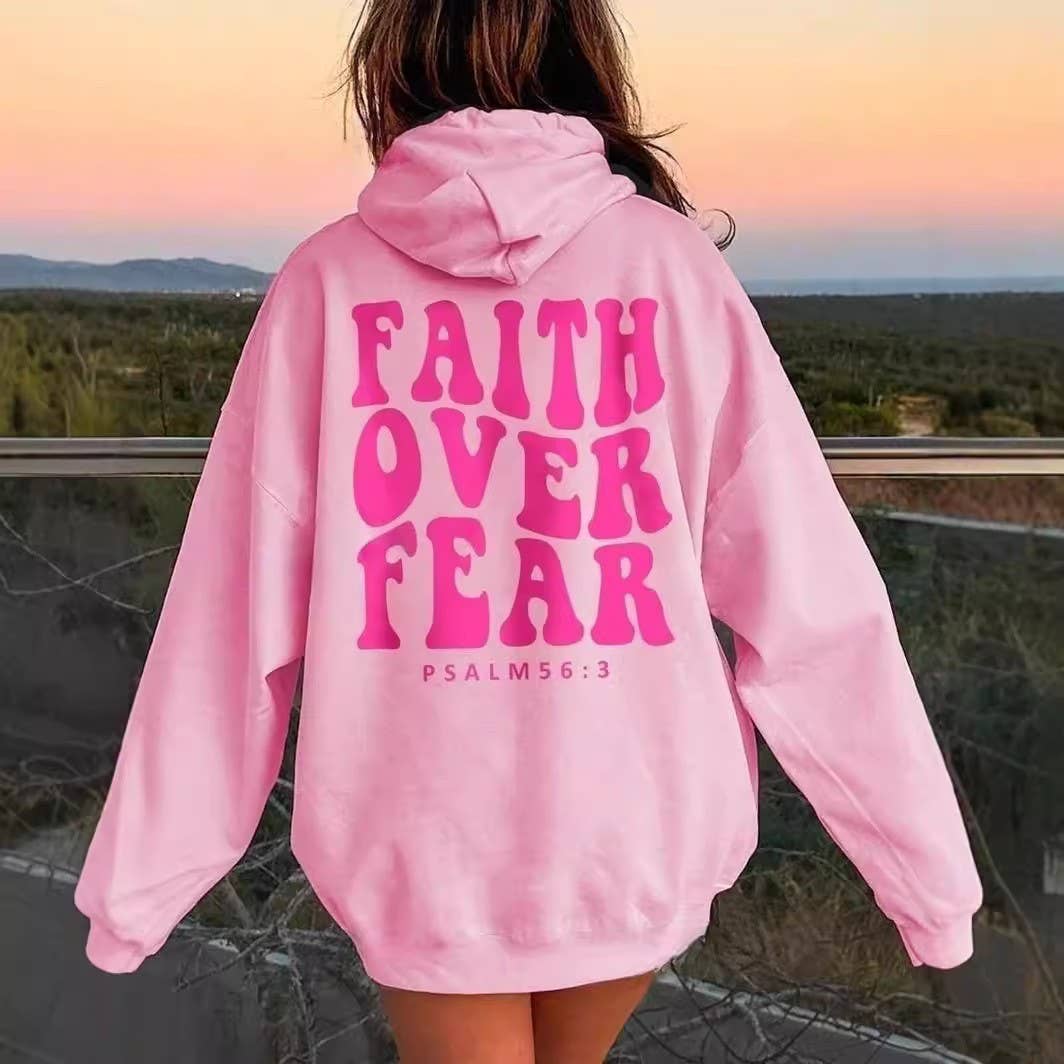 Rosa Clothing - "Faith Over Fear" Letter Print Hoodie