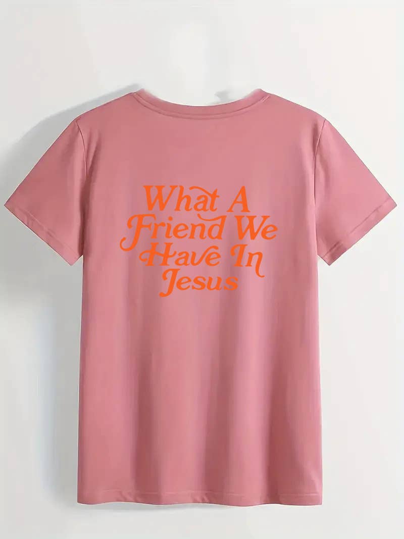 Rosa Clothing - WHAT A FRIEND IN JESUS letter printe tee overfit T-Shirt