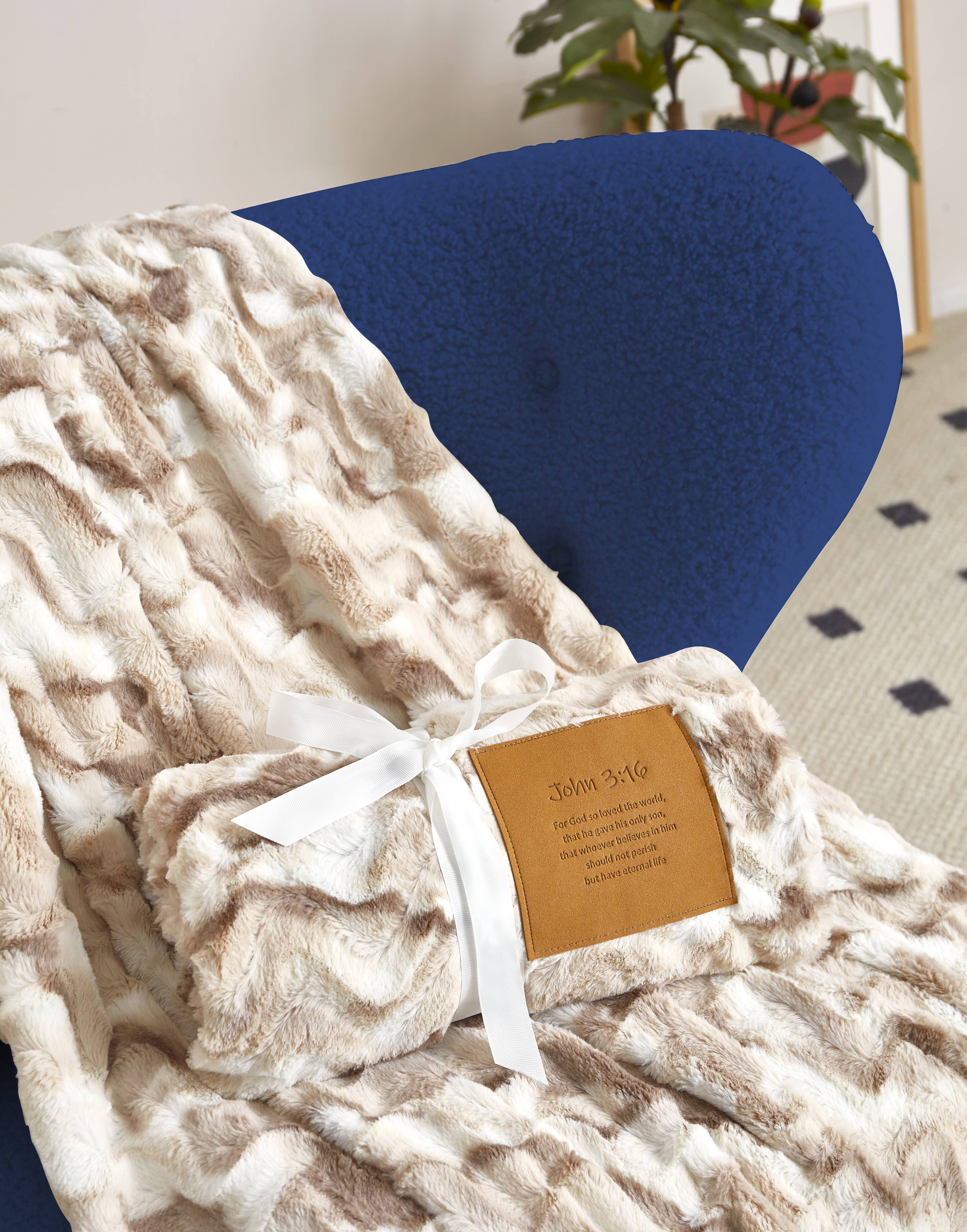 Duke Imports - "For God So Loved the World" 1-Ply Faux Fur Patch Throw