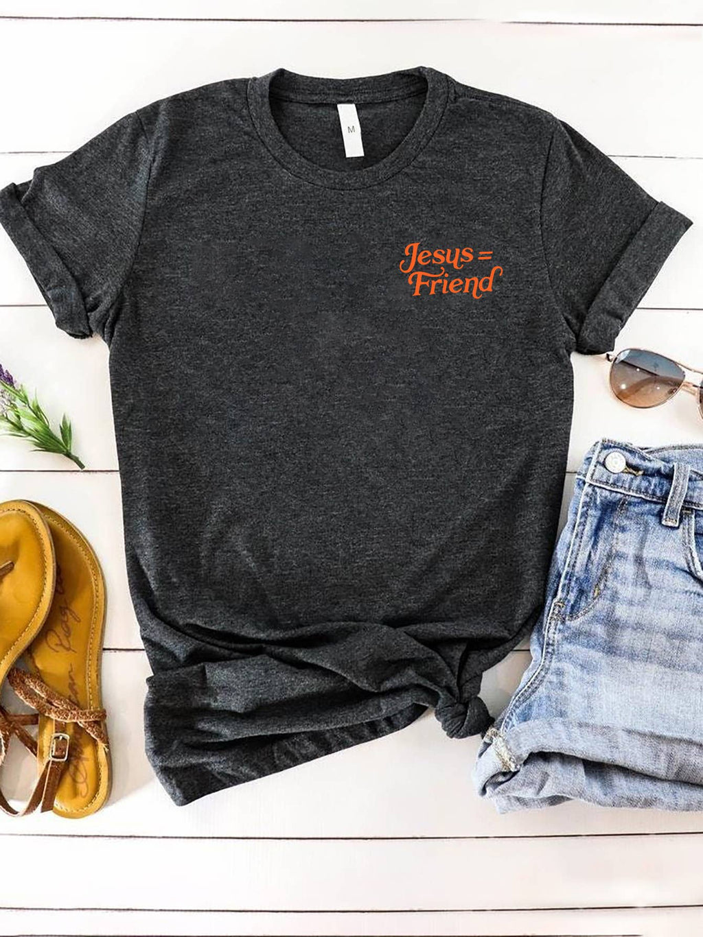 Rosa Clothing - WHAT A FRIEND IN JESUS letter printe tee overfit T-Shirt
