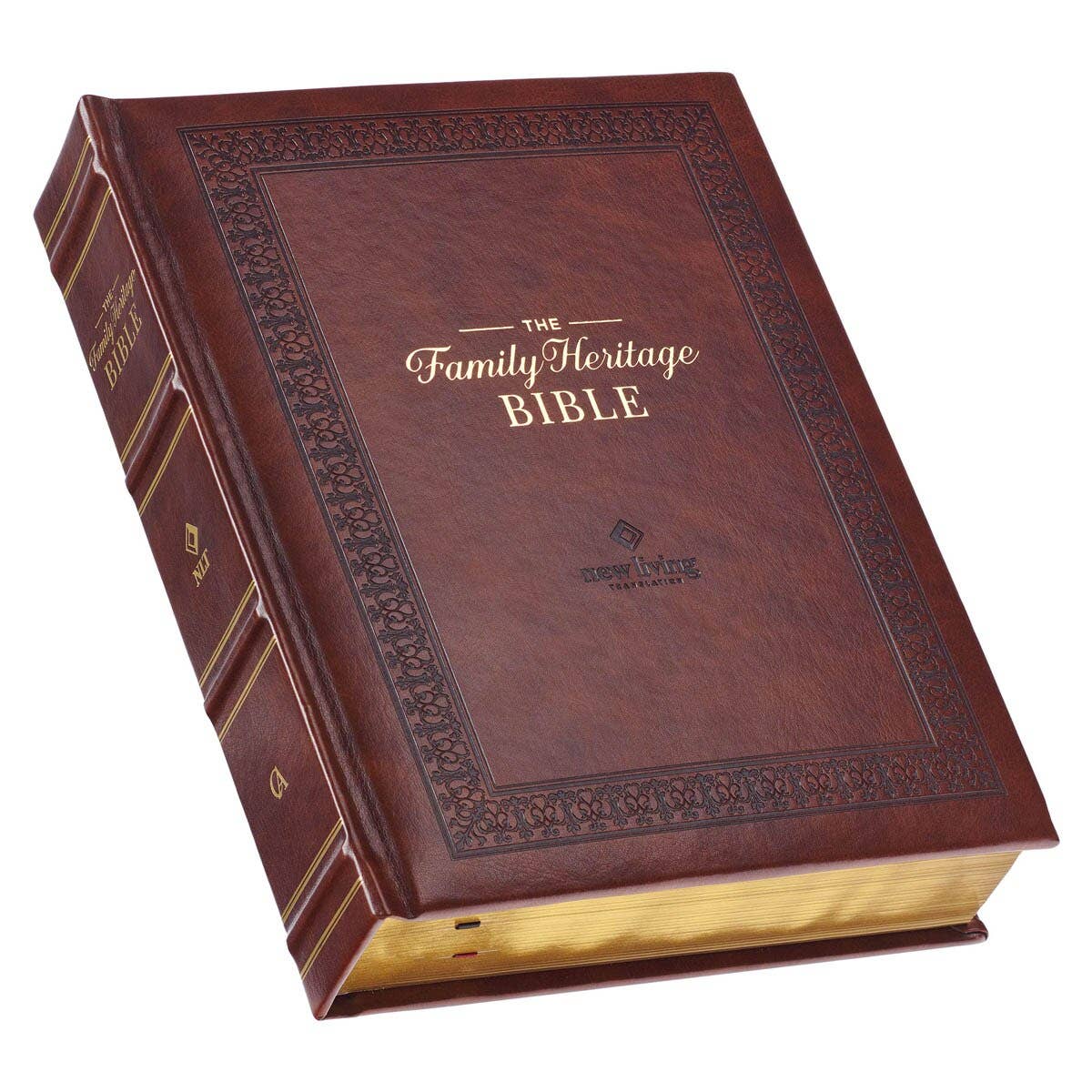 Christian Art Gifts - NLT, The Family Heritage Bible Hardcover, Brown