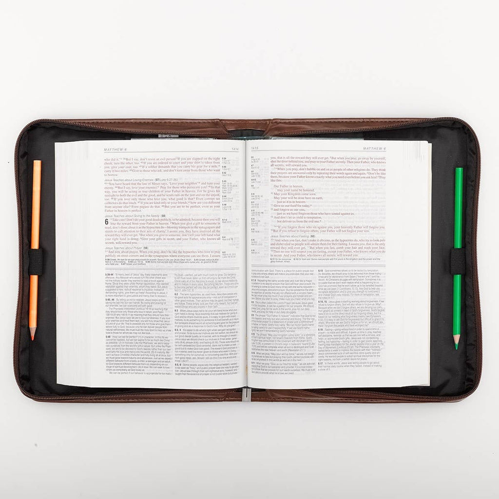 Christian Art Gifts - Bible Cover Classic Brown God So Loved the World John 3:16