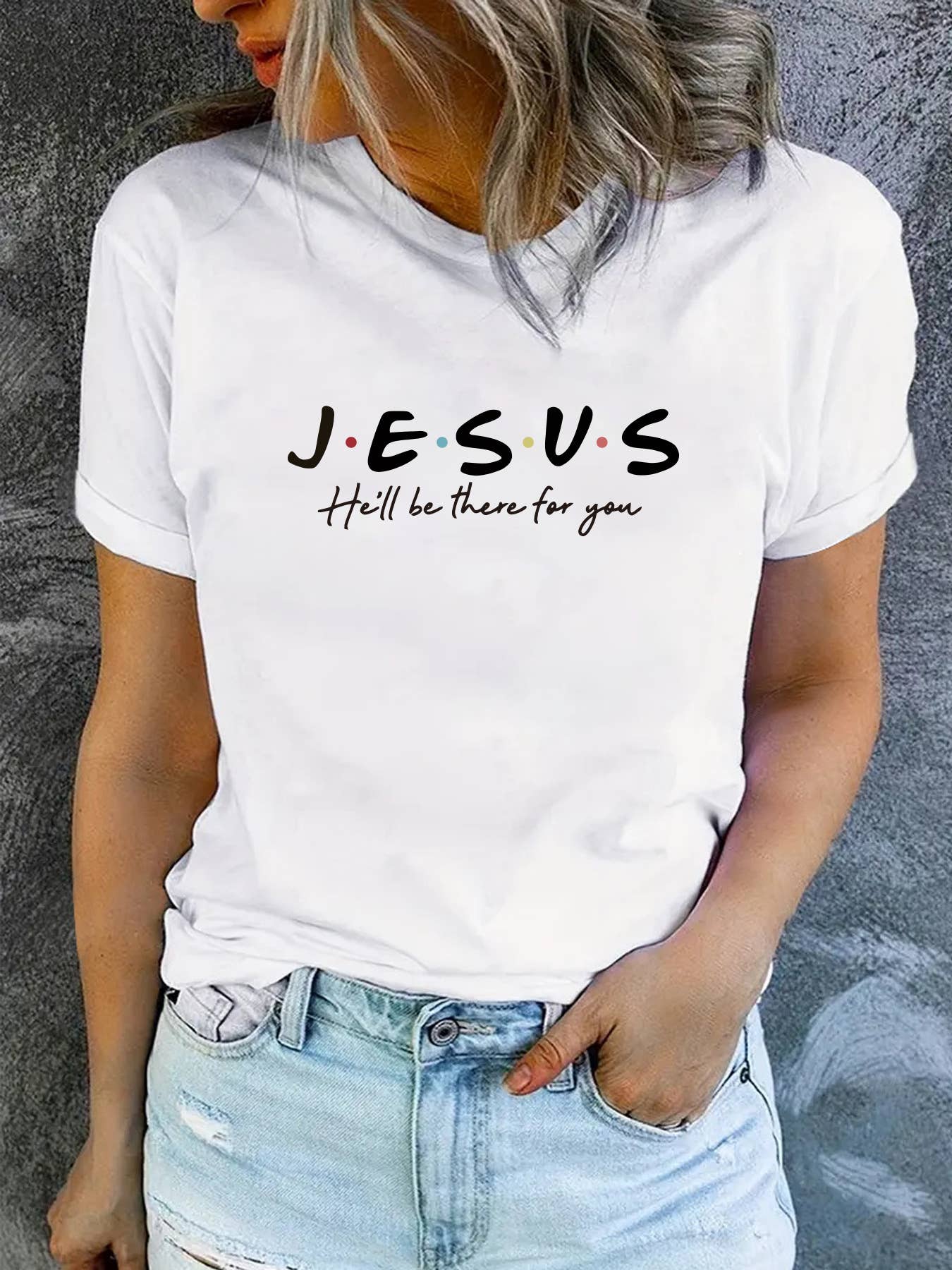 Rosa Clothing - Jesus will be there 4U letter printed t-shirt