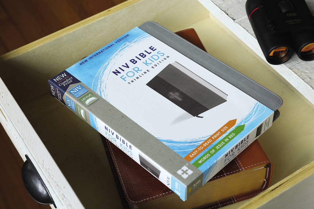 HarperCollins Christian Publishing - NIV Bible for Kids, Leathersoft, Gray