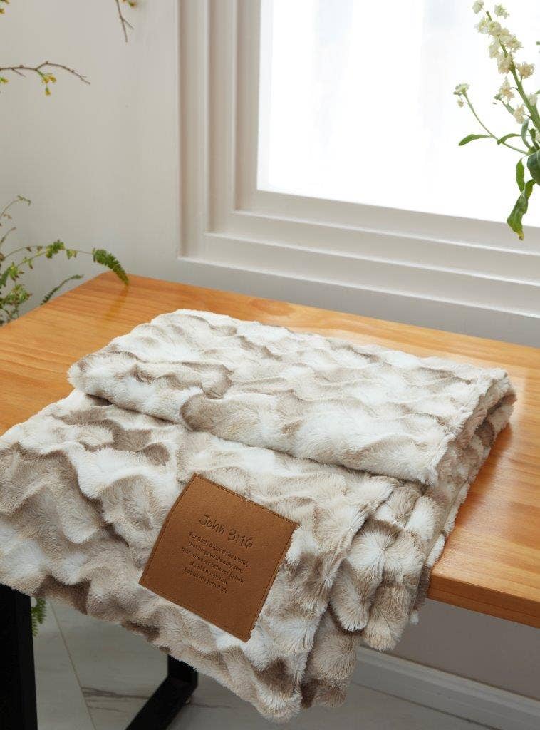 Duke Imports - "For God So Loved the World" 1-Ply Faux Fur Patch Throw
