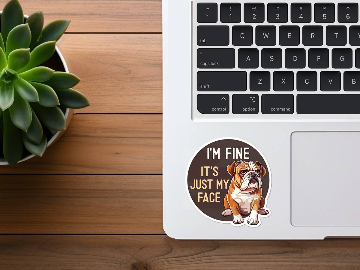 Missional Merch - I'm Fine It's Just My Face Funny Sticker | Gifts Dog People