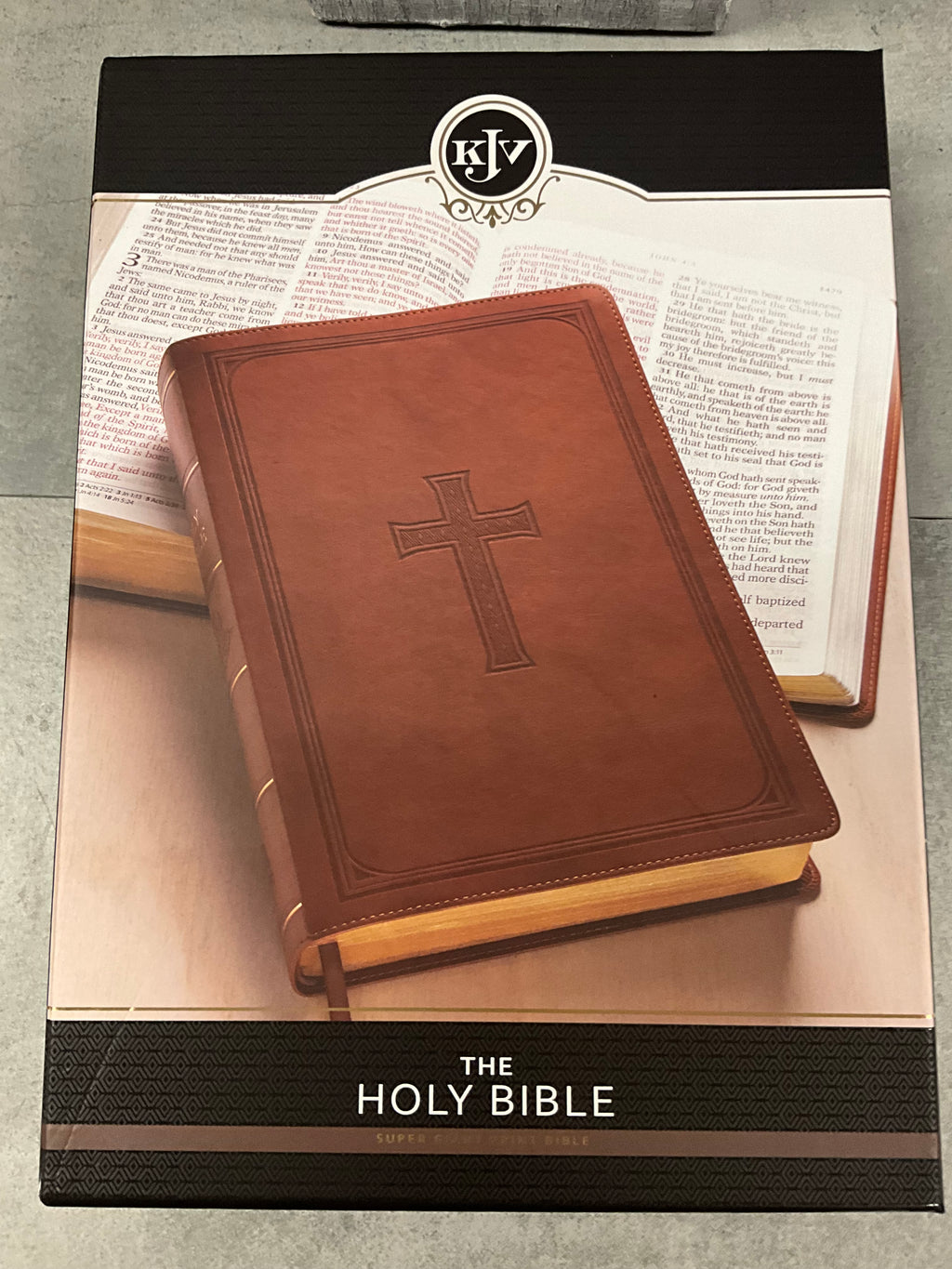 KJV Bible Super Giant Print Faux Leather Saddle Tan