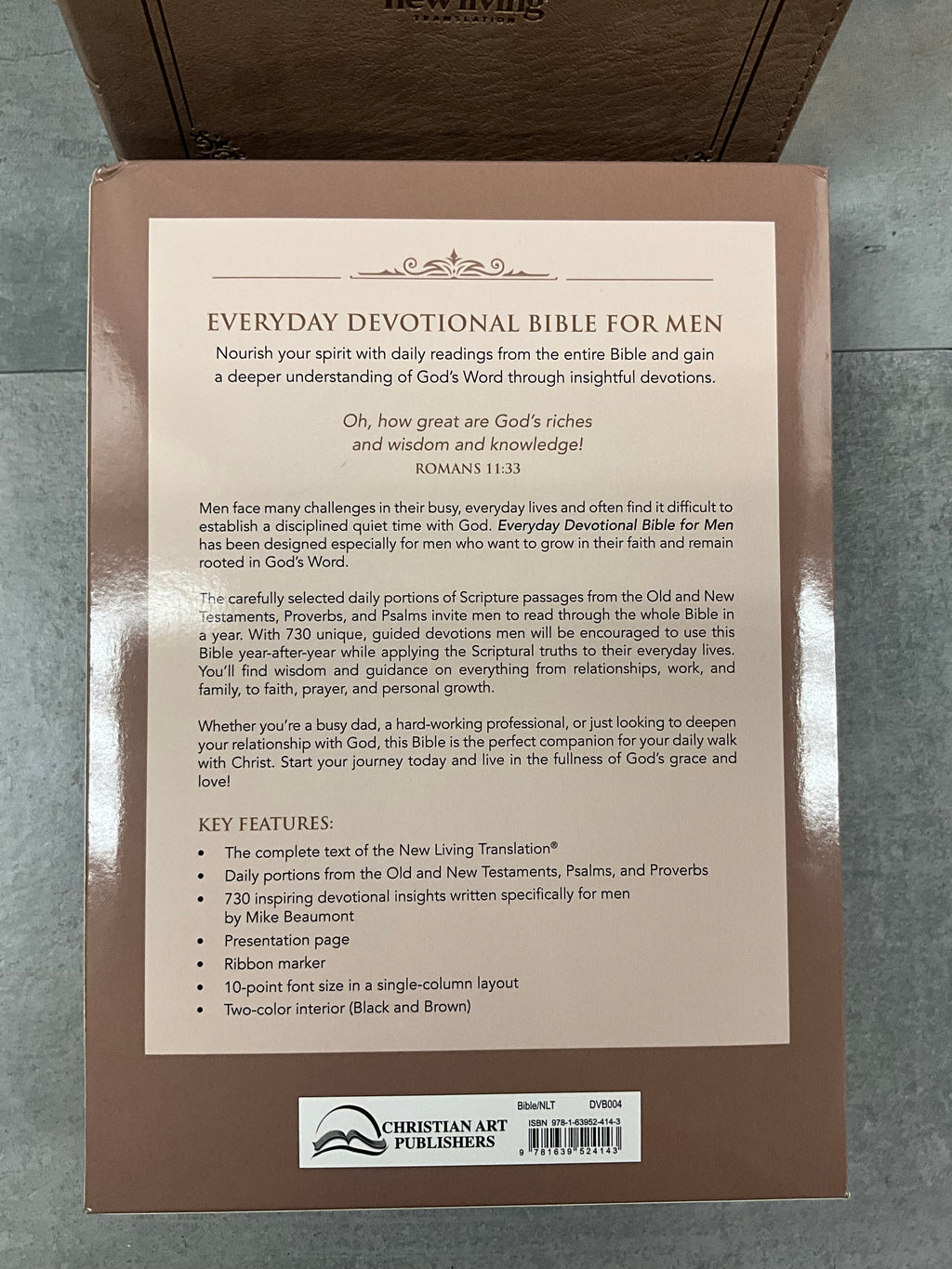 Devotional Bible NLT For Men Fox Leather Tan