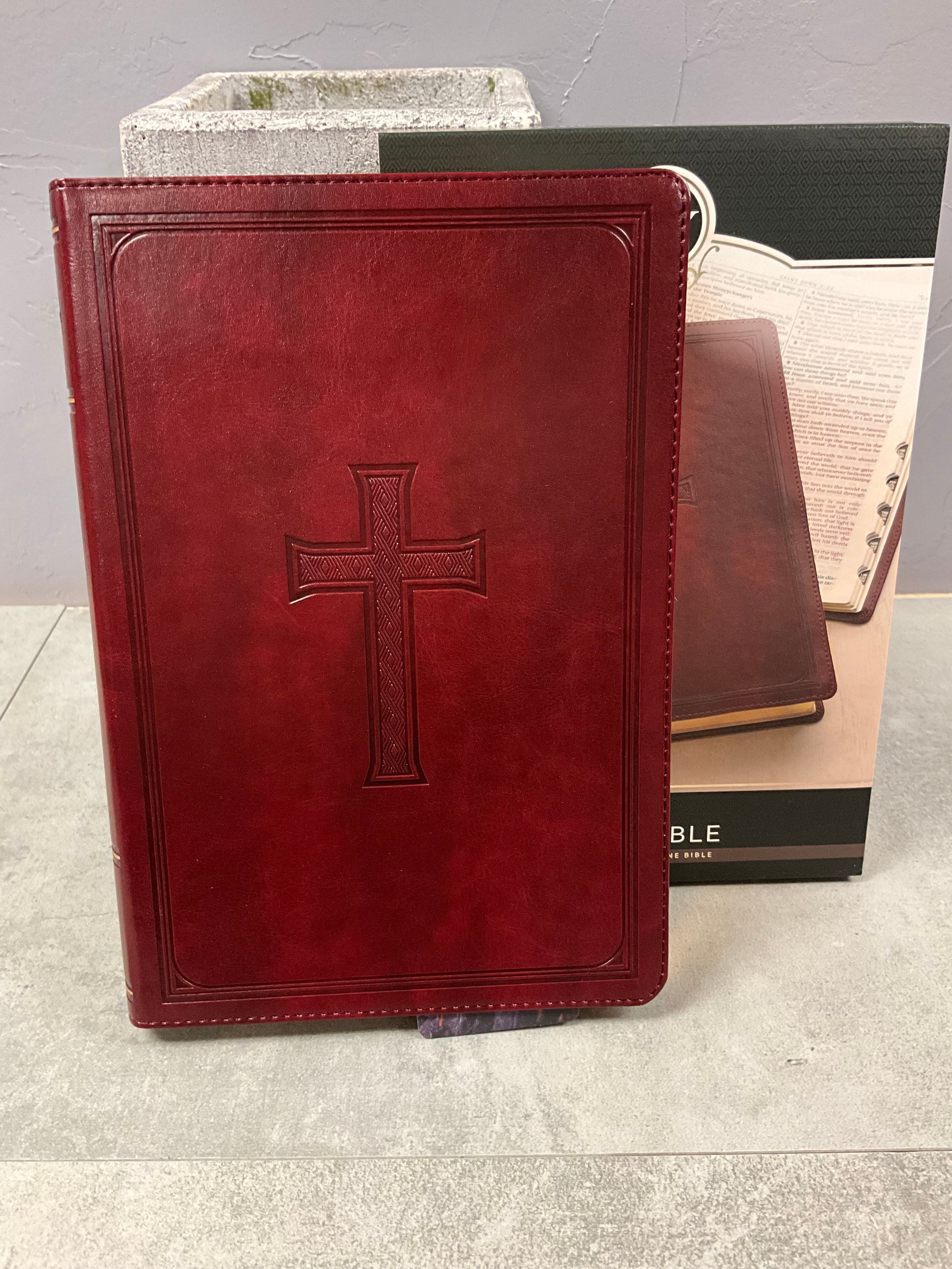KJV Bible Thin Line LP Faux Leather Burgandy