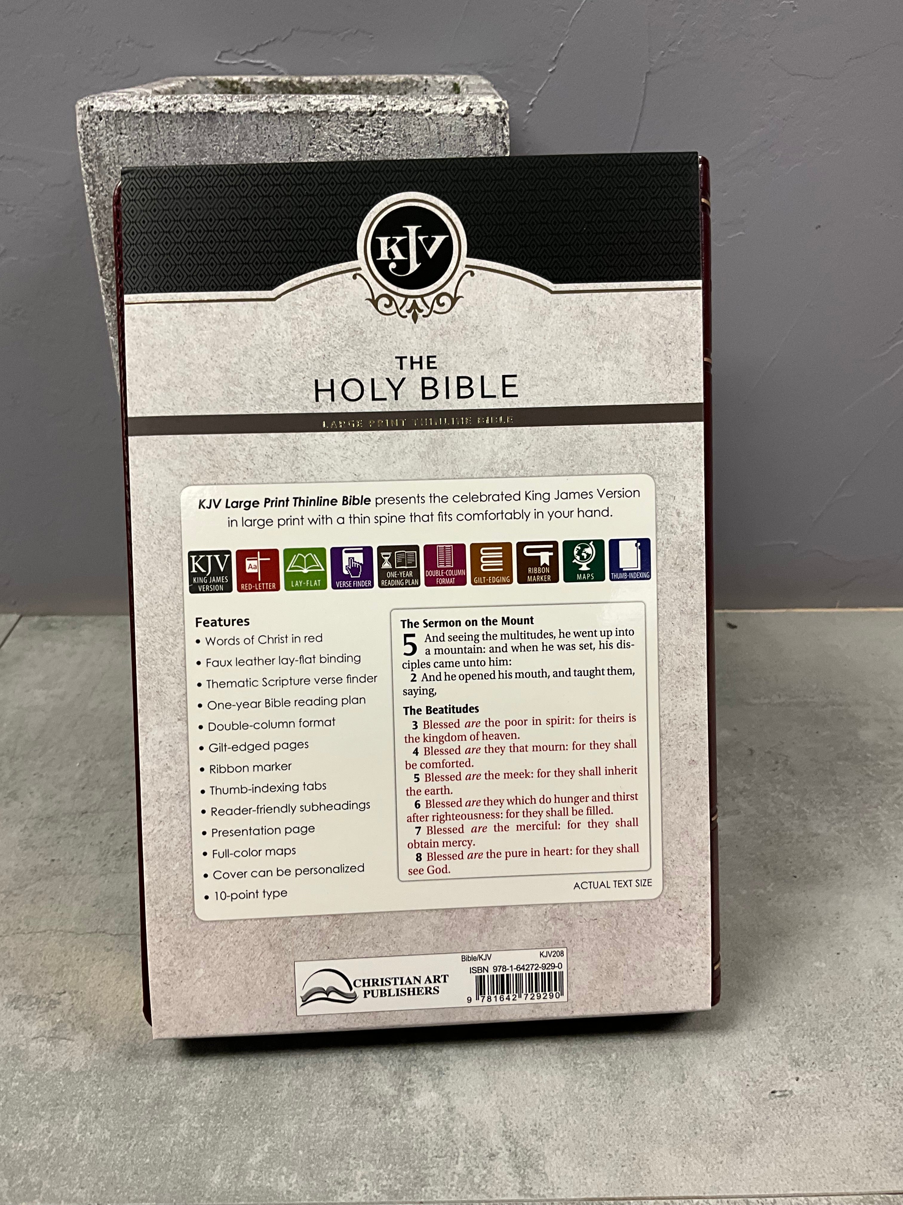 KJV Bible Thin Line LP Faux Leather Burgandy