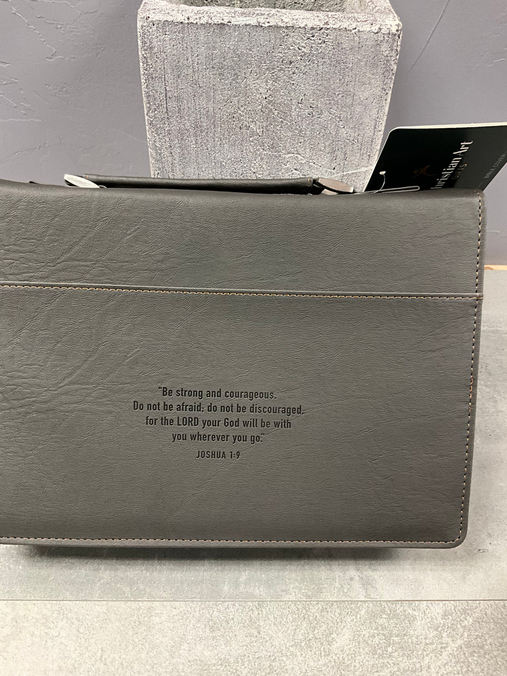 Bible Cover Classic Grey Be Strong and Coragous