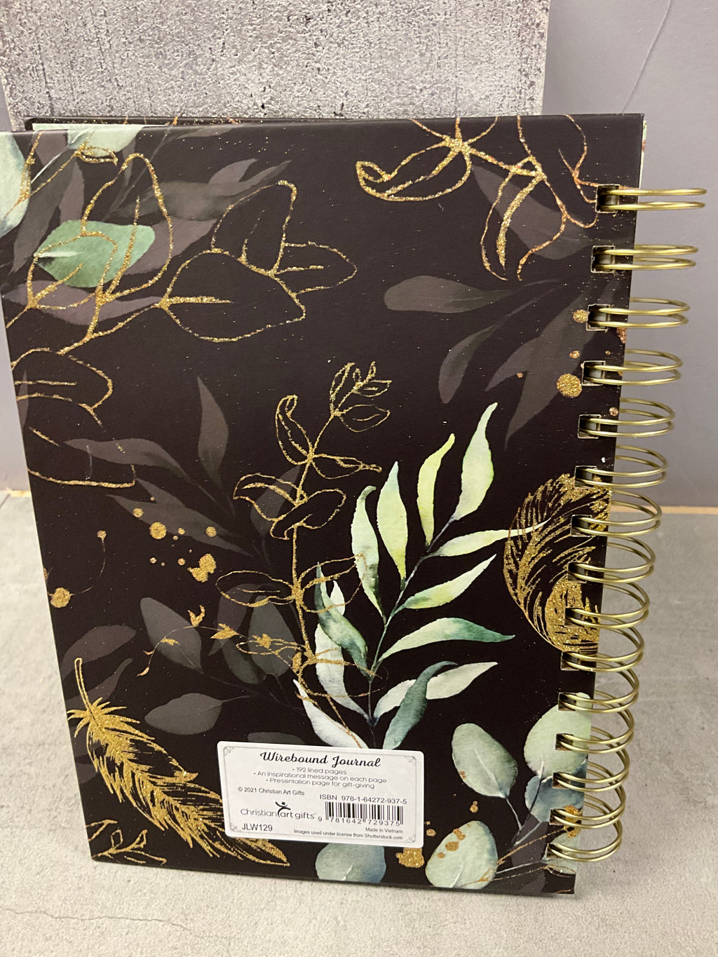 Journal Spiral Bound Black feathers He will cover You