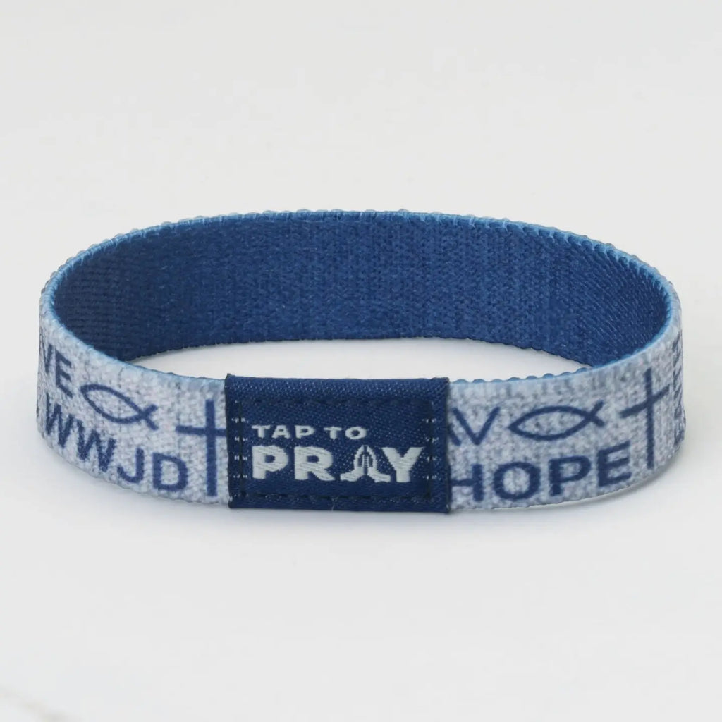 Tap to Pray Wristband Symbols of Faith - Navy