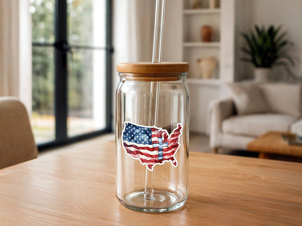 Missional Merch - American Flag and Cross | Vinyl Stickers | Christian Sticker