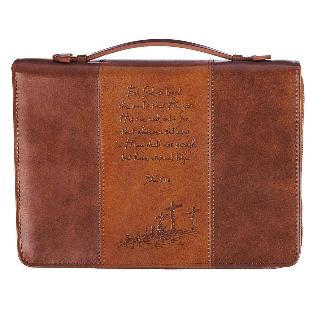 Christian Art Gifts - Bible Cover Classic Brown God So Loved the World John 3:16