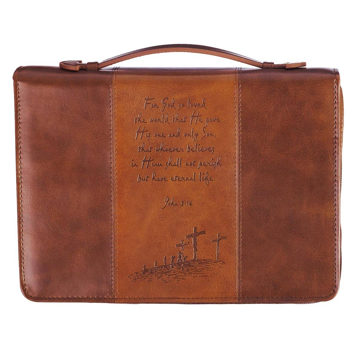 Christian Art Gifts - Bible Cover Classic Brown God So Loved the World John 3:16