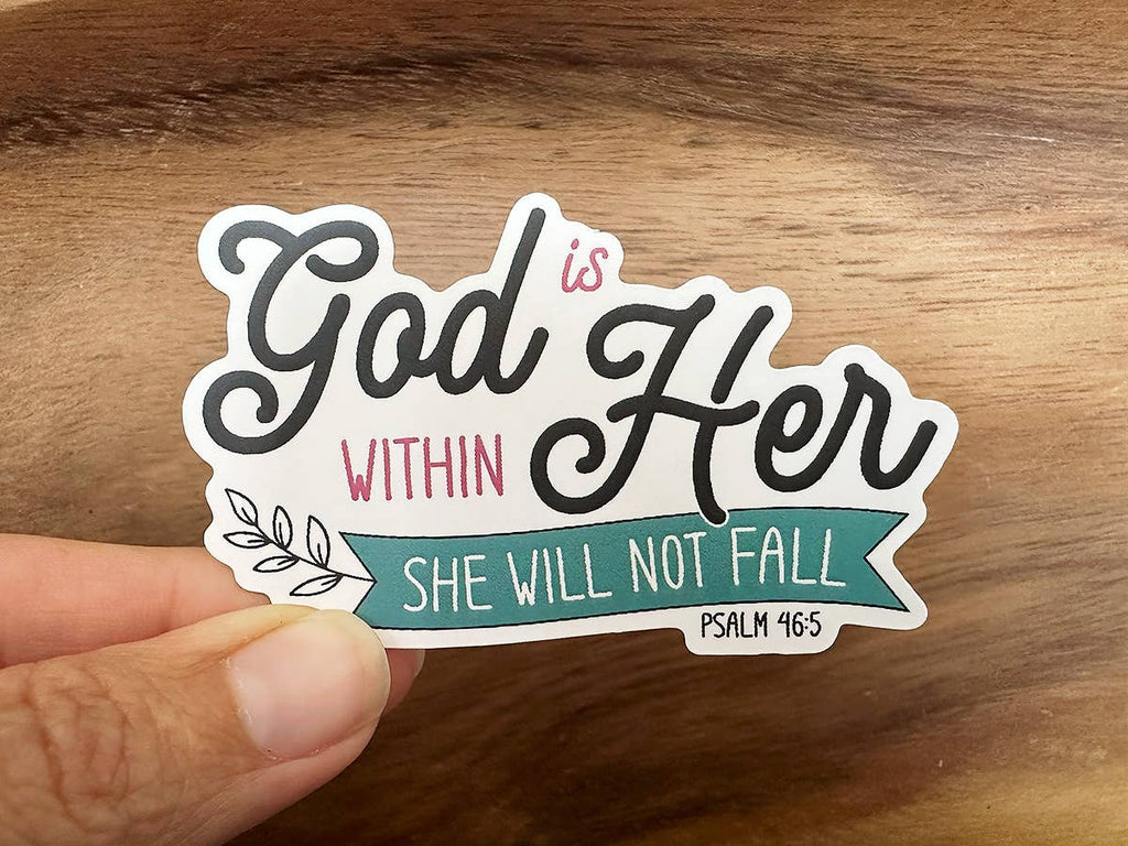 Missional Merch - God Is Within Her | Scripture Sticker | Christian Sticker