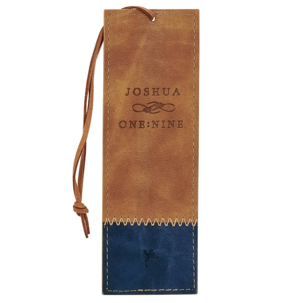 Christian Art Gifts - Bookmark Faux Leather Be Strong & Courageous Josh. 1:9