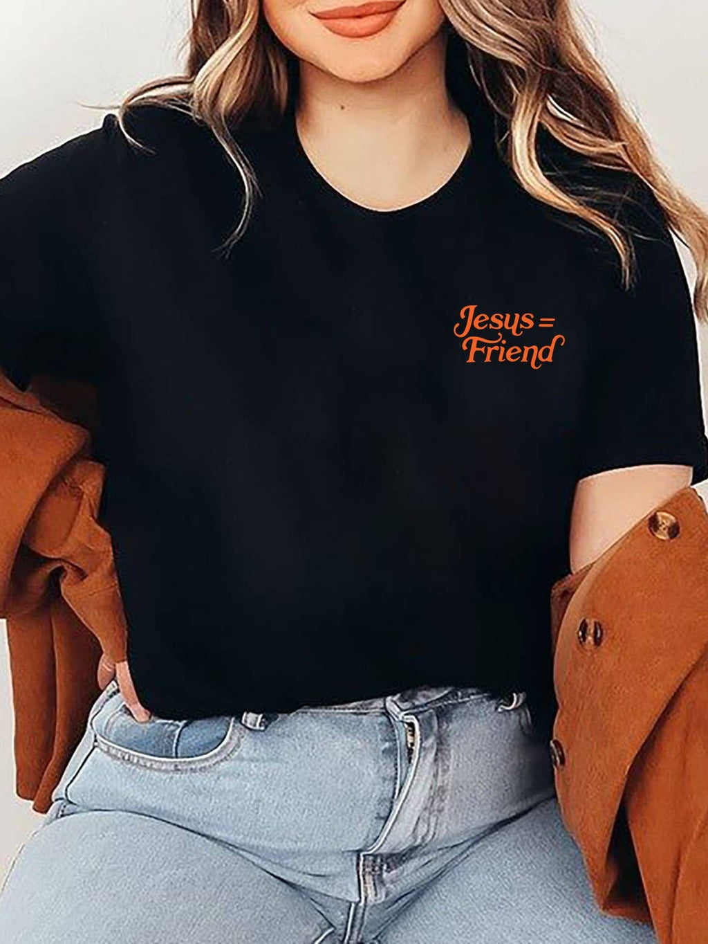 Rosa Clothing - WHAT A FRIEND IN JESUS letter printe tee overfit T-Shirt