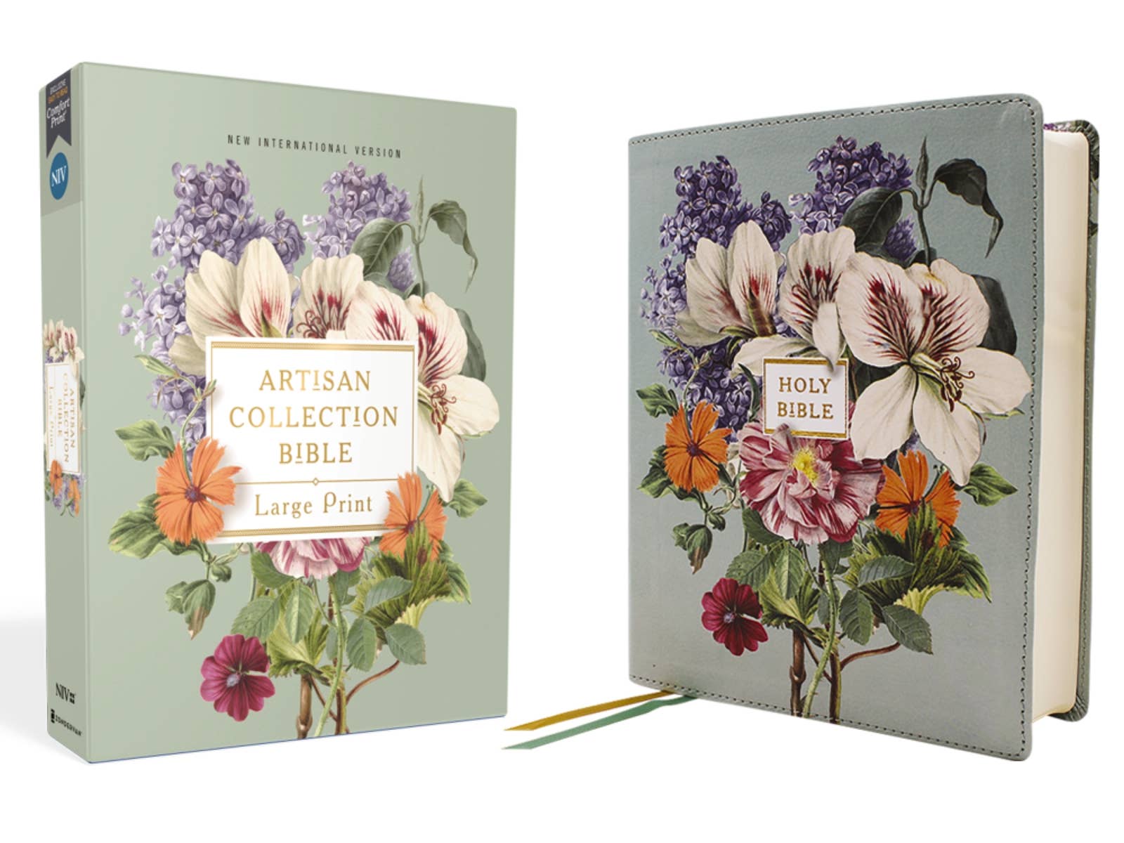 HarperCollins Christian Publishing - NIV Artisan Collection Bible LP Leathersoft Sage Floral