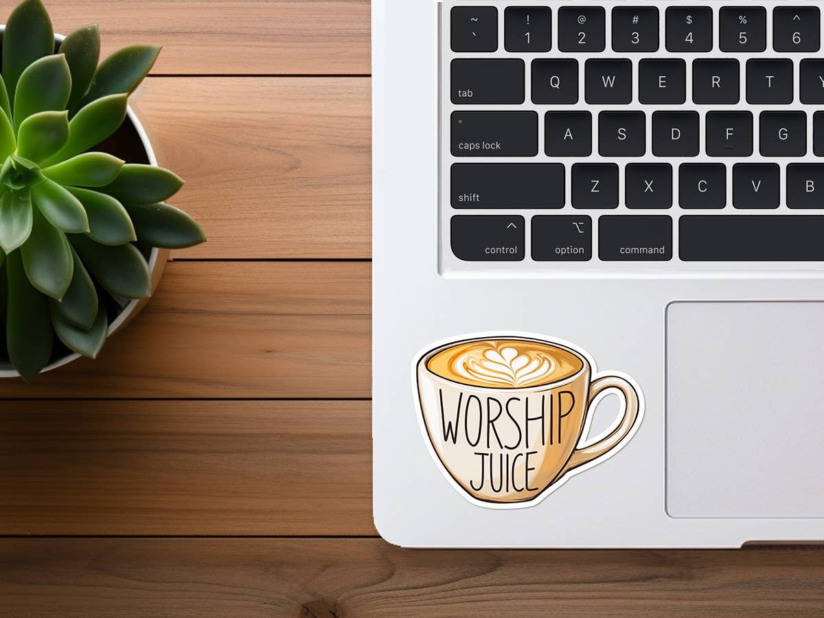 Missional Merch - Worship Juice | Christian Sticker | Coffee Lover