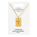 Faithworks by Creative Brands - Square Pendant Necklace - Jesus is the Vine - Gold