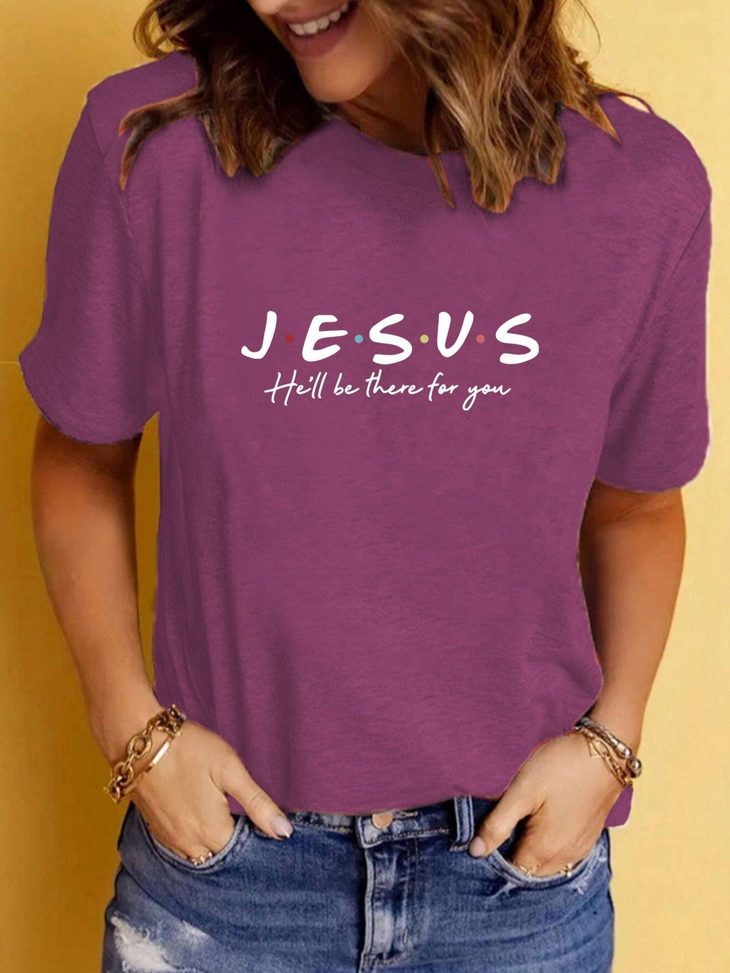 Rosa Clothing - Jesus will be there 4U letter printed t-shirt