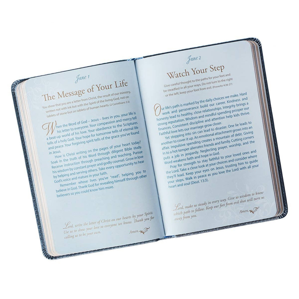 Christian Art Gifts - Devotional for Mr. & Mrs. Blue Faux Leather