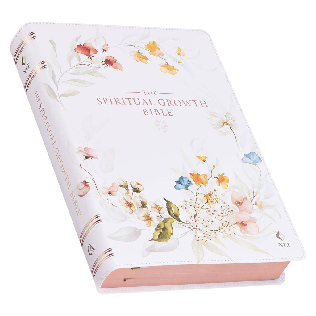 Christian Art Gifts - Cream Floral Spiritual Growth Bible New Living Translation