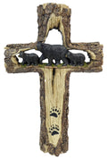 De Leon Collections - Polyresin Bark Cross Three Black Bear Accent Cross Décor