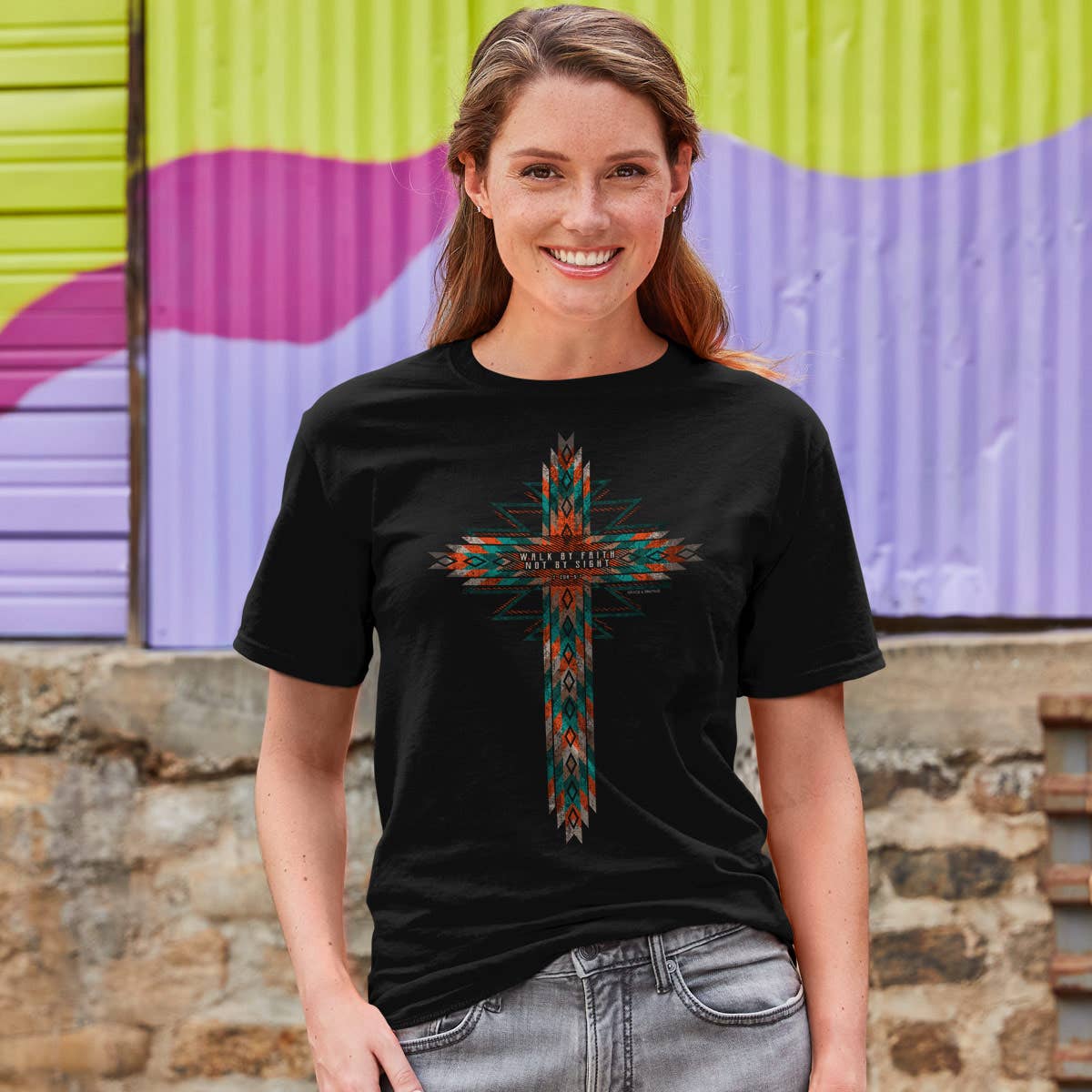 Kerusso - Grace & truth Womens T-Shirt Southwestern Cross